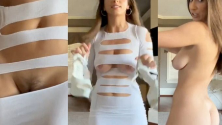 Christina Khalil Nude Robe Noire et Blanche Tenue Habillage Vidéo Leaks Borntobefuck
